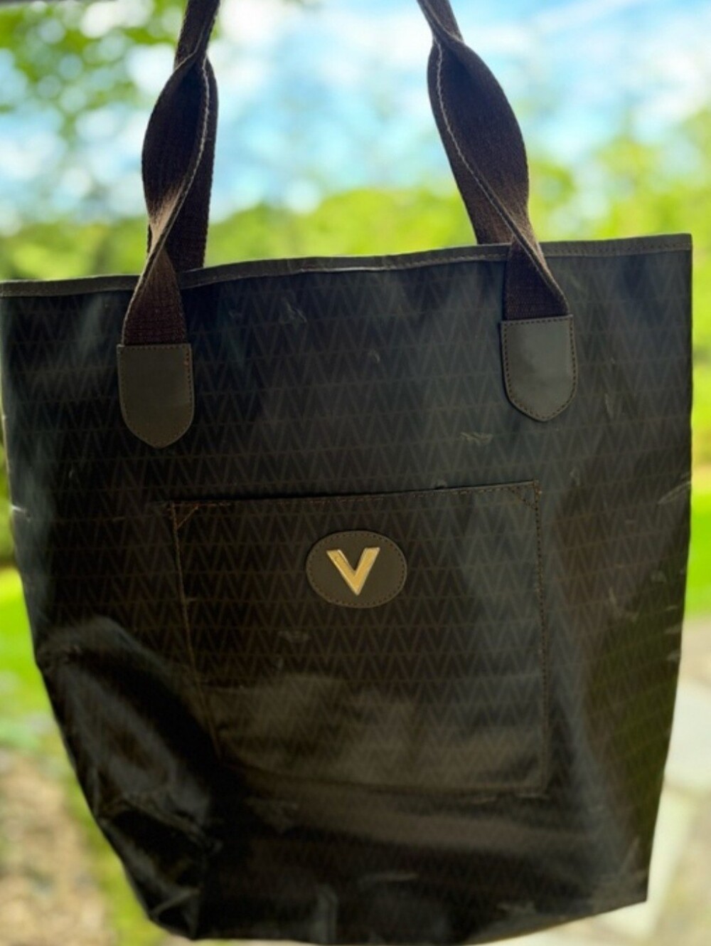 Vintage Mario Valentino "V" Monogram Logo Tote Brown
